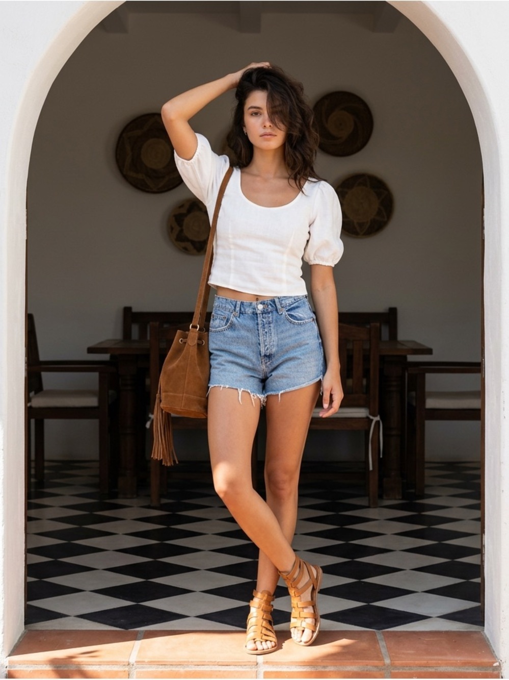 Zara Light Blue High-Rise Frayed Denim Shorts 100% Cotton Size 6 - Picture 2 of 10